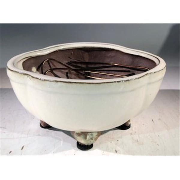 Paisaje Ceramic Bonsai Pot, Beige - Lotus Shaped PA2529690 - main